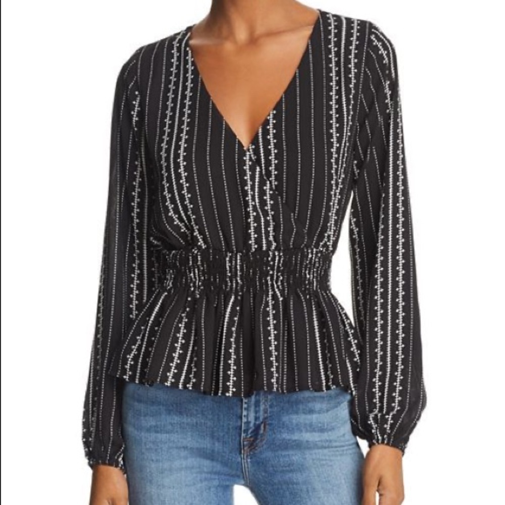 NWOT Sadie & Sage Smocked Printed Peplum Top